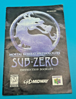 Mortal Kombat Mythologies Sub-Zero - N64 Nintendo 64 - Instruction MANUAL ONLY!