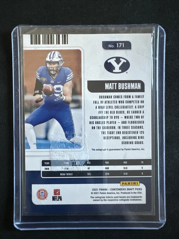 2021 PANINI CONTENDERS DRAFT PICKS MATT BUSHMAN RC AUTO Red - Image 2 of 2
