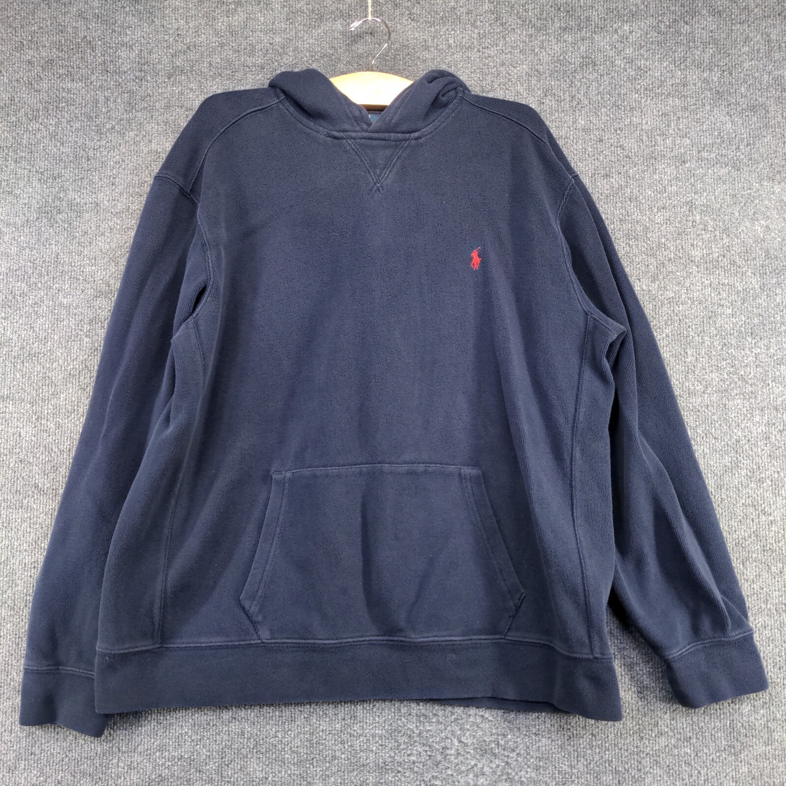 Polo Ralph Lauren uomo felpa con cappuccio blu taglia L ricamata logo pony cotone
