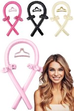 NWT Black Solid Heatless Hair Curling Set, Satin w/2 Scrunchies  Clip