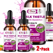 2x Milk Thistle Extract Liquid Drop,Dandelion Root, Liver Cleanse Immune Support