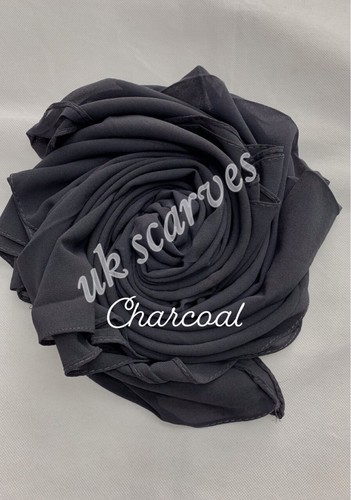 High Quality Plain Chiffon Hijab Scarf Shawl Wrap Soft Georgette Dubai Elegant - Picture 80 of 83