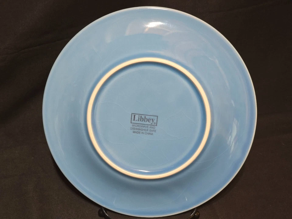 Vintage Libbey BLUE SNOWFLAKE 8.5" Luncheon / Salad Plate - NEAR MINT Set Of 5 - Image 4 of 4
