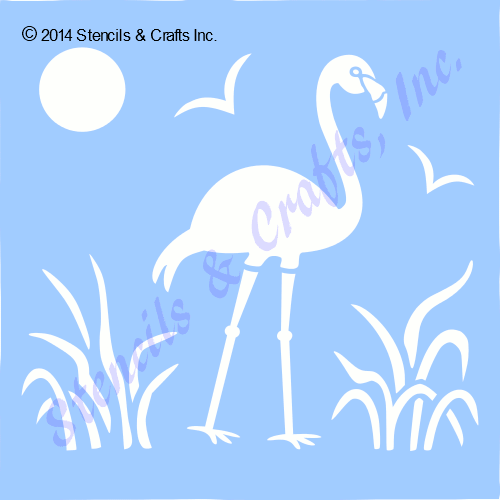 10" FLAMINGO STENCIL BIRD SUN OCEAN TROPICAL BEACH CRAFT TEMPLATE PAINT ART NEW - Bild 1 von 1