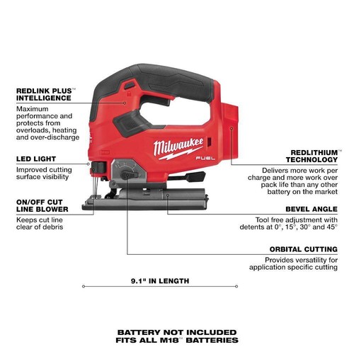 Milwaukee Hammer Drill + Impact Driver Combo Kit 18V Li-Ion Brushless w/ Jigsaw - Picture 6 of 11