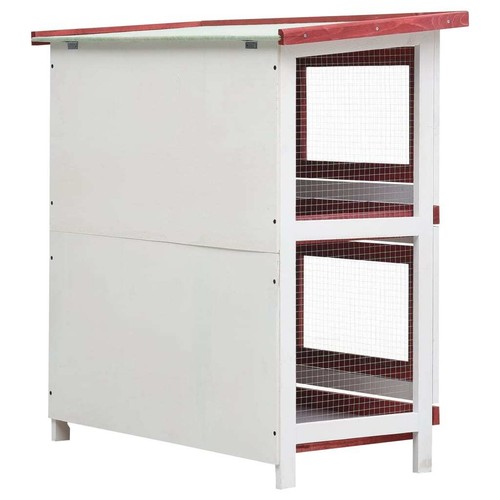 NNEVL Outdoor Rabbit Hutch 4 Doors Red Wood - Picture 5 of 7