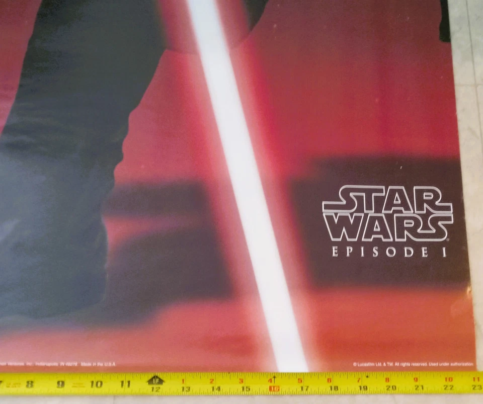 Póster RARO De Colección 1999 Star Wars Episodio Uno 6 Pies Darth Maul Sith Lord ¡Excelente! Foto 3 de 4