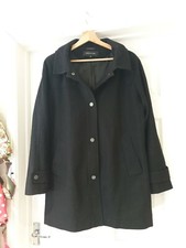 Jones New York Smart Black Coat Wool Blend Mid Length Us 10 Uk Size 14