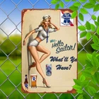 Vintage Aluminum Metal Tin Sign Retro Pin Up Sailor Pabst Blue Ribbon