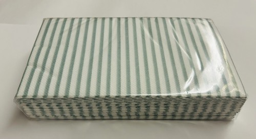 New 40 Sugar Paper Guest Napkins Green and White Stripes 4.4" x 7.75" - Picture 2 of 6