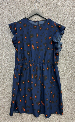 blue and orange leopard print dress Shein Curve Blue/Orange Fit Flare Ruffle Sleeve Size 2XL perfect for sunny days COUNT-72 Black Sweater Dresses | Color:custom color