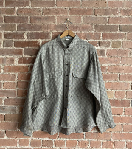 Vintage Giorgio Armani Mens Shirt Sz Large, Linen/Cotton Jacquard Massive