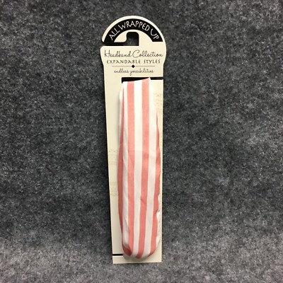 All Wrapped Up Expandable Headband Collection Pink & White Striped Print NEW