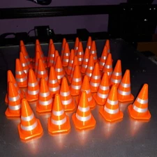 1:14 Scale Reflective white striped Orange RC Traffic Cones set of 42