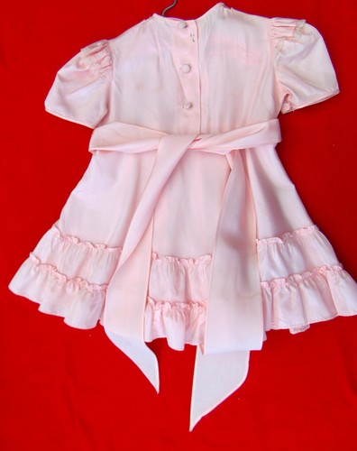 VTG SUE SANNAH ~ GIRLS FORMAL OR CHURCH PINK SATIN DRESS W/WIDE BELT ~ SIZE 4 - Picture 15 of 18
