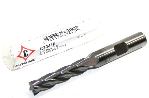 Cleveland Twist C33410 5/16" Diameter 4 Flute 3/8 Shank TiCN Coated HSS End Mill - Picture 2 of 2