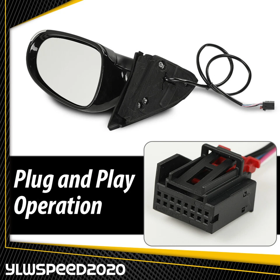 Espejo retrovisor eléctrico lateral derecho apto para Volkswagen Jetta 2005-2010 con luz de charco sedán Foto 4 de 4