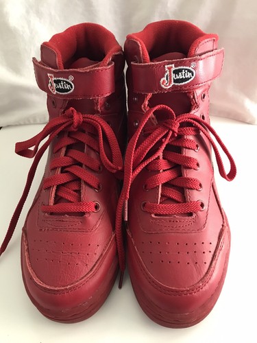 pink and red tennis shoes