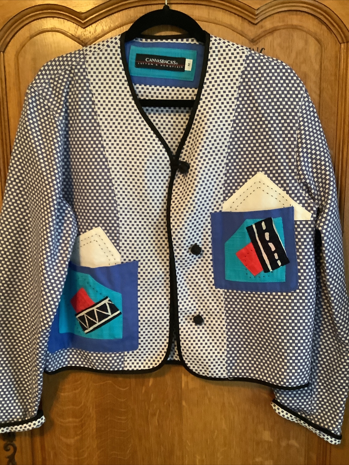 CANVASBACKS Women's Artsy Patchwork Button Front … - image 1