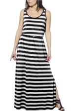 Fever Women's Striped Sleeveless Maxi Dress Belted Size M