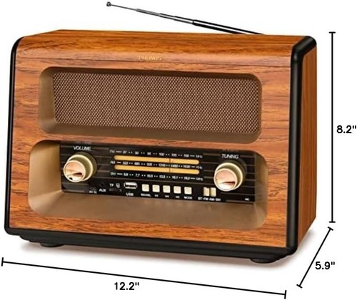 Retro Bluetooth Radio with AUX/USB - 3 Power Sources, Perfect Christmas Gift - Picture 9 of 9