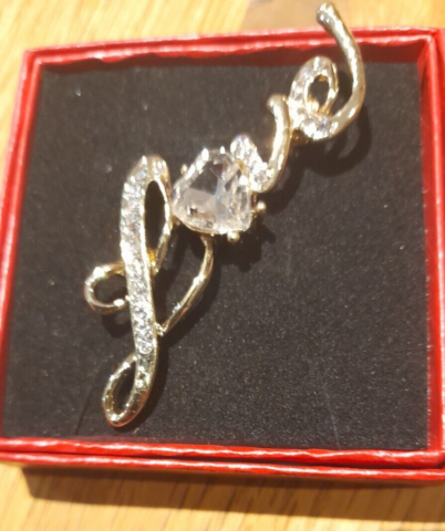 Brosche Diamant silber oder goldfarben - Liebe - Herz - Kuss - verpackt - Bild 11 von 19