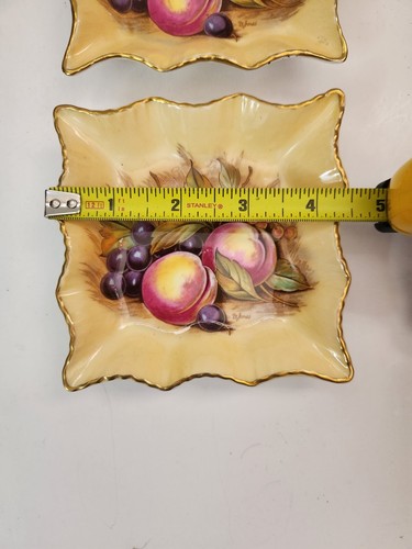 Lot Of 2 Aynsley Orchard Bone China Trinket Dishes, Vintage Fruit Peach Grape - Picture 2 of 8
