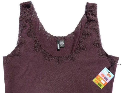 NEW $52 POWWOW Women’s sz L XL Purple Lace Soft Modal Cotton Camisole Tank Top - Picture 4 of 6