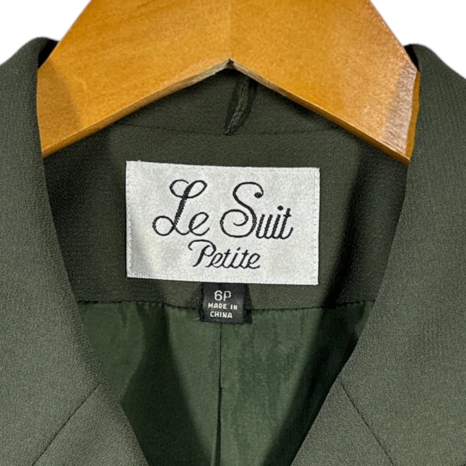 Blazer para mujer Le Suit Petite 6P verde oliva doble pecho ocho botones negocios Foto 4 de 4