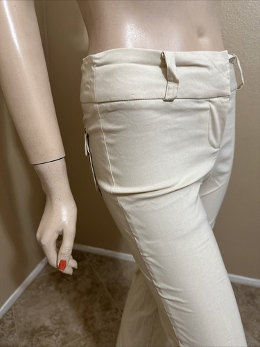 Women’s Ivory Polyester Casual Summer Stretch Slim Flared Zipper Size S Pants - Picture 6 of 20