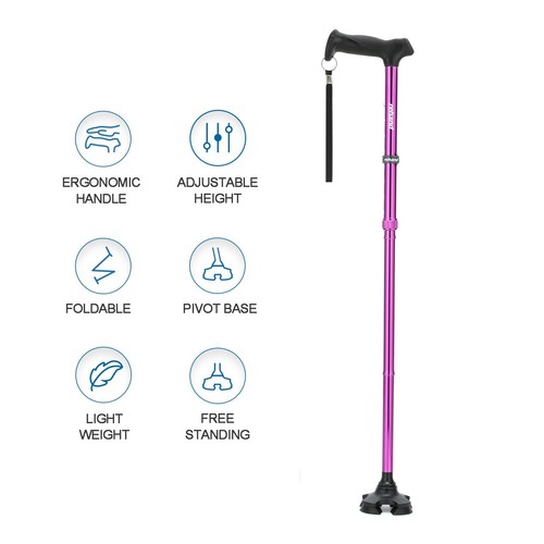 Foldable Walking Cane for Men & Women,Adjustable,Lightweight,Self Standing Pivot - Picture 30 of 37