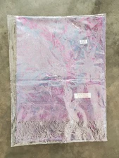 NIP Grey Purple Plum Feathers Abstract  Pashmina Silk Scarf Wrap Shaw 64"x26" 