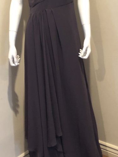 Monique Lhuillier Brautjungfer ärmellos Gr. 6 anthrazitgrau V-Ausschnitt Kleid $ 395 - Bild 3 von 6