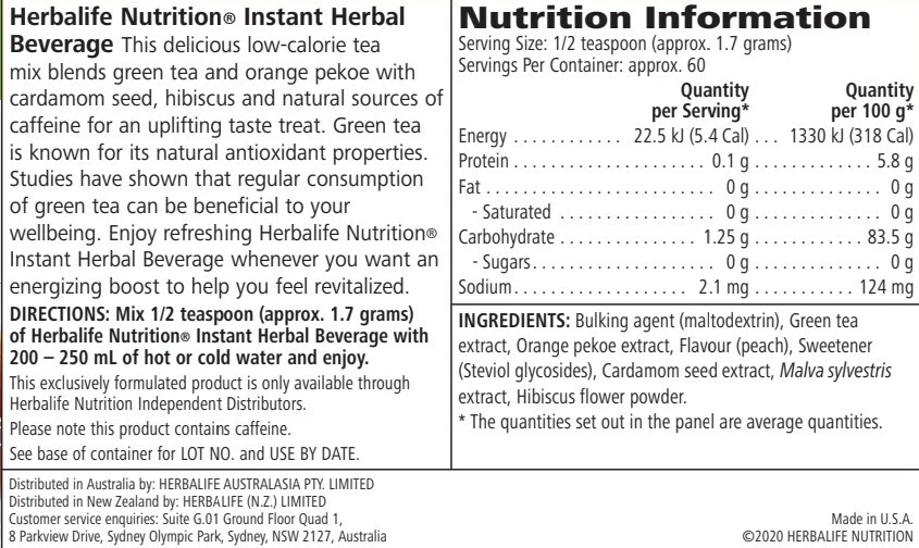 Herbalife Instant Herbal Beverage Tea (x3 flavours) - Express Free Delivery AUS - image 3 of 4