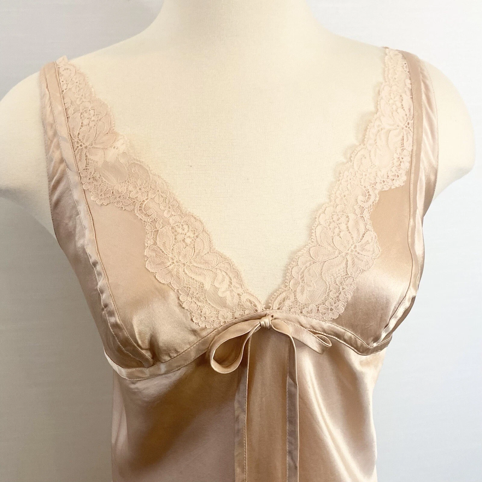 UNDERCOVER Abito slip Y2K Victoria’s Secret seta pizzo rosa pallido ballerina vintage chemise L