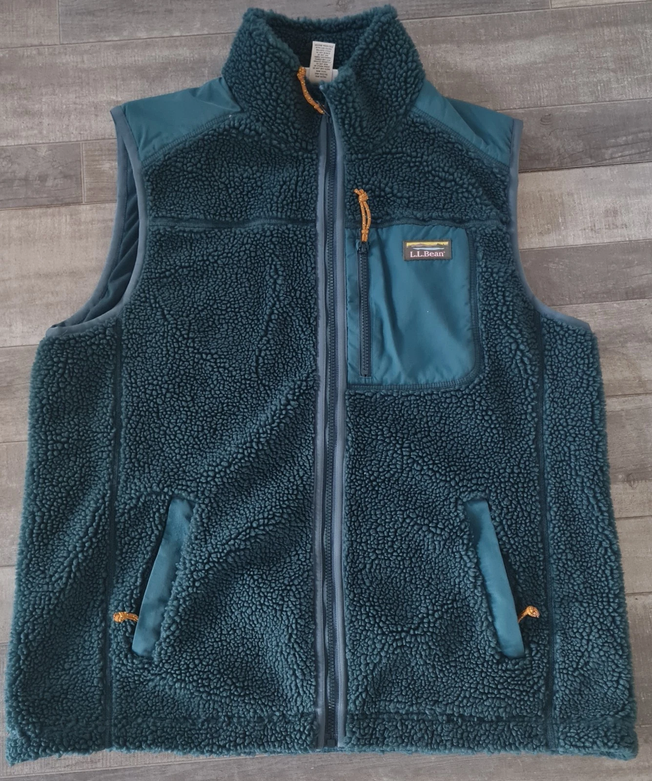 LL Bean Mens Retro Pile Sherpa Fleece Vest Size: Large Regular Green