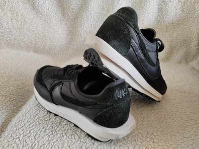 Nike LD Waffle X Sacai Schwarz Nylon Wildleder Herren Sneaker Turnschuhe Gr. UK 8