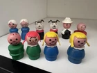 Fisher Price Little People Rare Early Vintage Wood Head & Wood Body Lot Of 10
