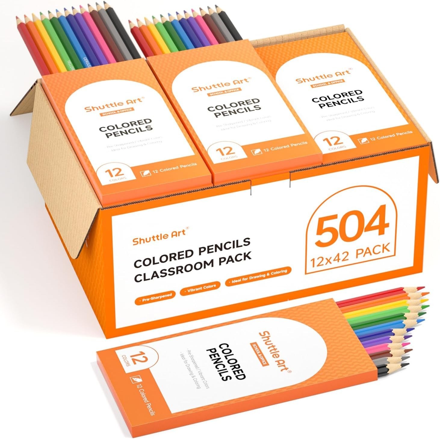 Bulk, 12 Vibrant Colors, Pack Of 60, Pre-sharpened Coloring