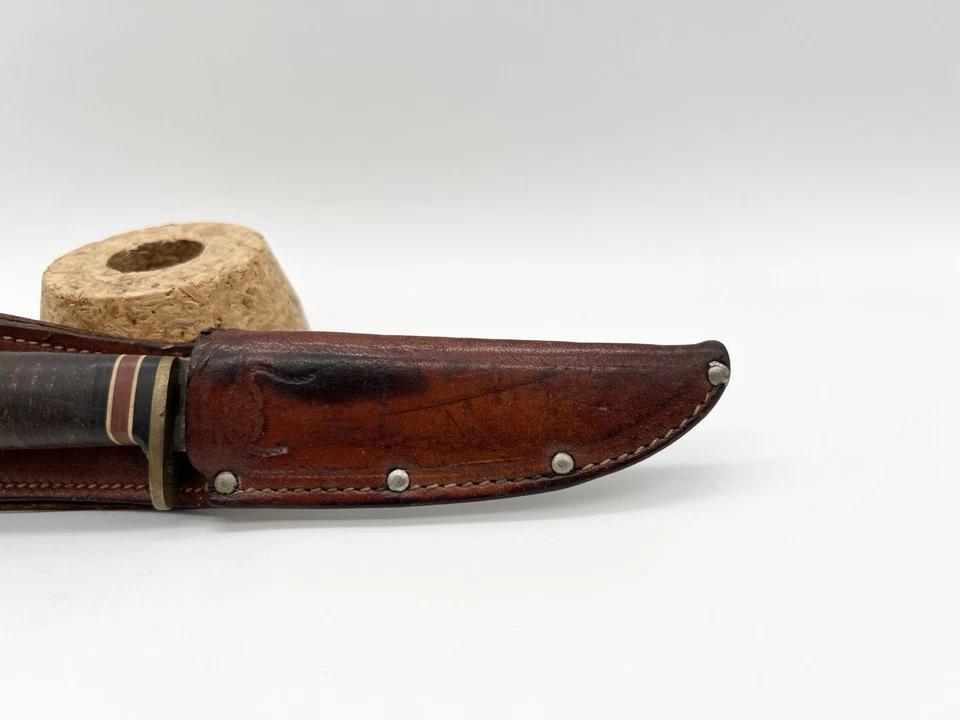 Cuchillo de hoja fija oficial Boy Scout vintage años 50 BSA Camillus funda EE. UU. Foto 4 de 4