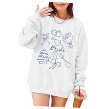 Bride Sweatshirt Mrs Fiancee Engaged Sweatshirts Oversized Long XX-Large White