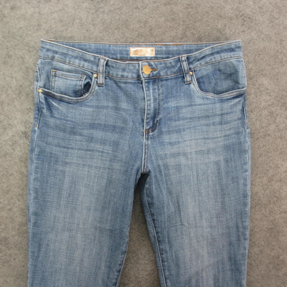 KUT from the Kloth Jeans Womens 12 Blue Amy Crop Straight Leg Cuffed Raw Hem Foto 2 de 4