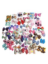 60  Lot Of Assorted Decorative Small Hair Bows For Girls Colorful Cute Bulk