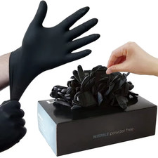 20PCS Black Nitrile Disposable Gloves Waterproof Non-Slip Cleaning Tattoo