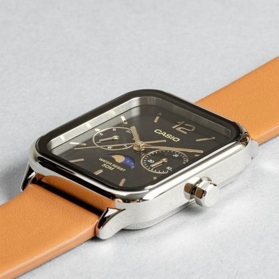 Casio MTP-M305L-1A Men's Watch Moon Phase Black Dial Brown Leather Casio MTP-M305L-1A Men's Watch Moon Phase Black Dial Brown Leather