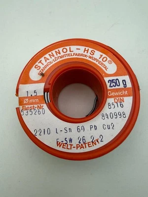 GR 18/ 1 x Stannol HS 10, Lötdraht Draht, 1,5 mm, 250 g, Lötzinn