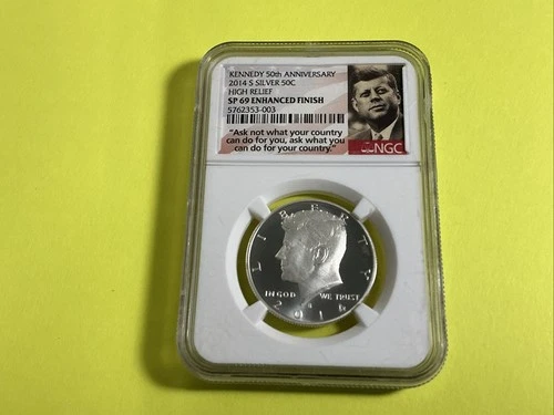 2014-S High Relief Kennedy Half Dollar - Enhanced Finish 50th Ann. NGC SP69