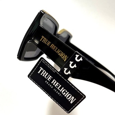 New TRUE RELIGION Square Sunglasses Oversized Black Gold  display picture 1