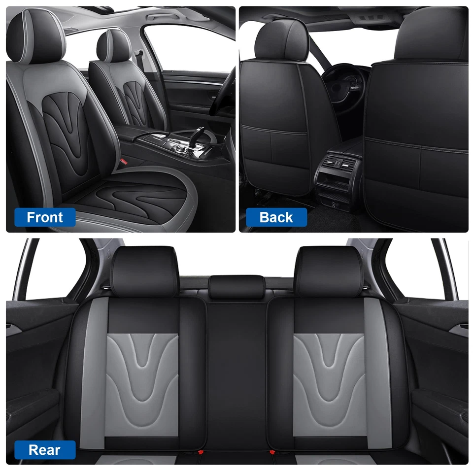 Fit For Nissan Car Seat Covers 5 Seats Pu Leather Front & Rear Cushion Protector - Image 3 of 4