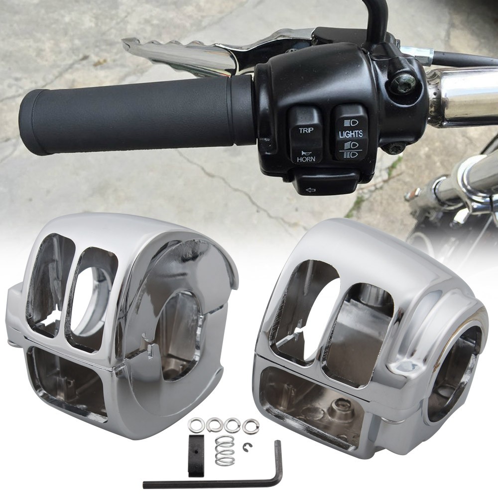Chrome Hand Control Switch Housing Cover For Harley Road King Dyna Super Glide
